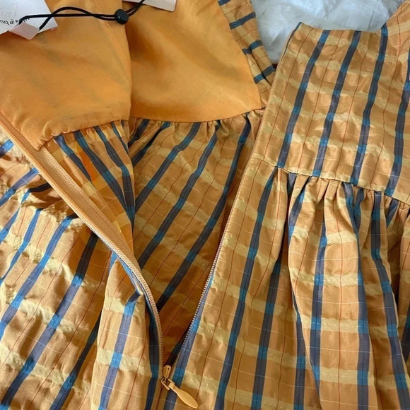 Cinq e Sept Betsy dress in orange juice plaid - Picture 11 of 12